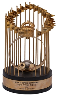 1986 New York Mets World Series Trophy Personally Owned By Dwight Gooden ( Gooden LOA)